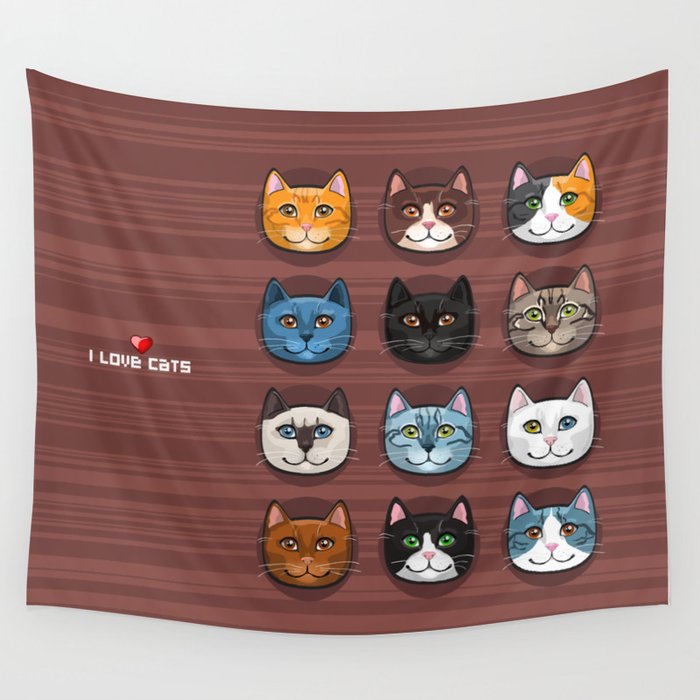 I love cats Wall Tapestry