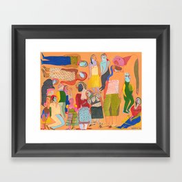 Party People Peach Framed Art Print