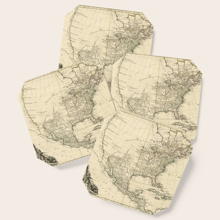 Old Map of North America 1783 - Old Map Of North America 1783 Coasters