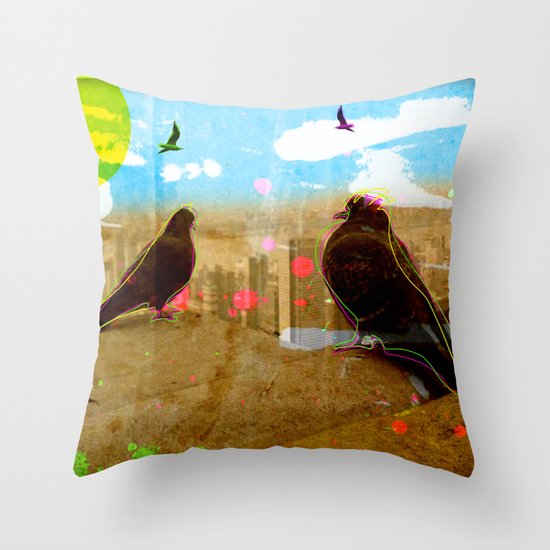 New York Pigeons Throw Pillow