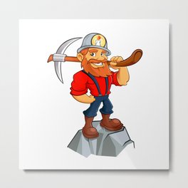 Prospector cartoon,miner funny Metal Print
