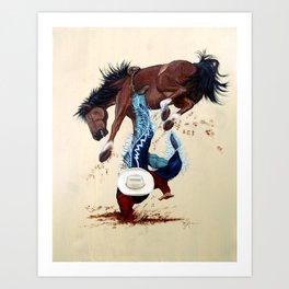 Thrown Rodeo Cowboy Art Print