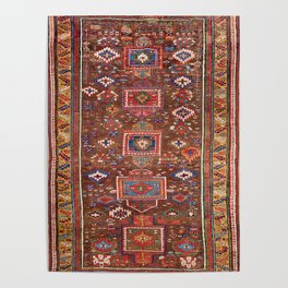 Antique Kurdish Sa'uj Bulagh Kilim Rug Vintage Tribal Persian Carpet Poster