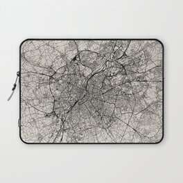 Belgium, Brussels - Black and White City Map - Aesthetic Wall Art Laptop Sleeve