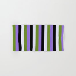 Purple, Green, Lavender & Black Colored Lined/Striped Pattern Hand & Bath Towel