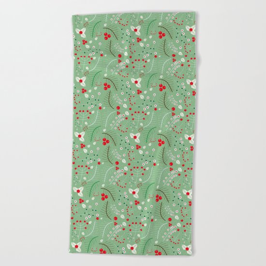 Mistletoe green Beach Towel