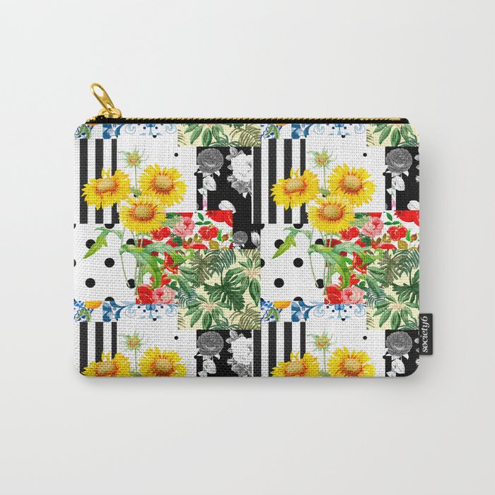 Italian,Sicilian art,patchwork,summer Flowers Carry-All Pouch