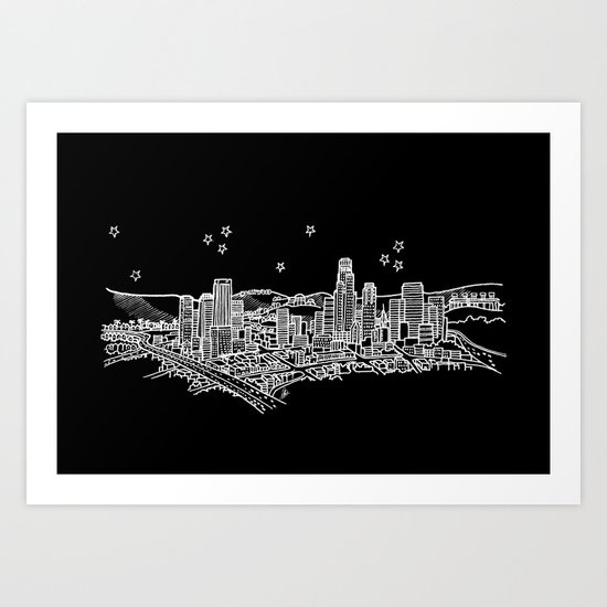 Los Angeles, California City Skyline Art Print