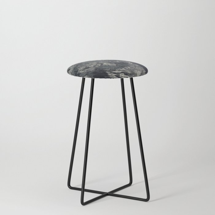 Black And White Monochromatic Abstract Painting - Contemporary Art Counter Stool