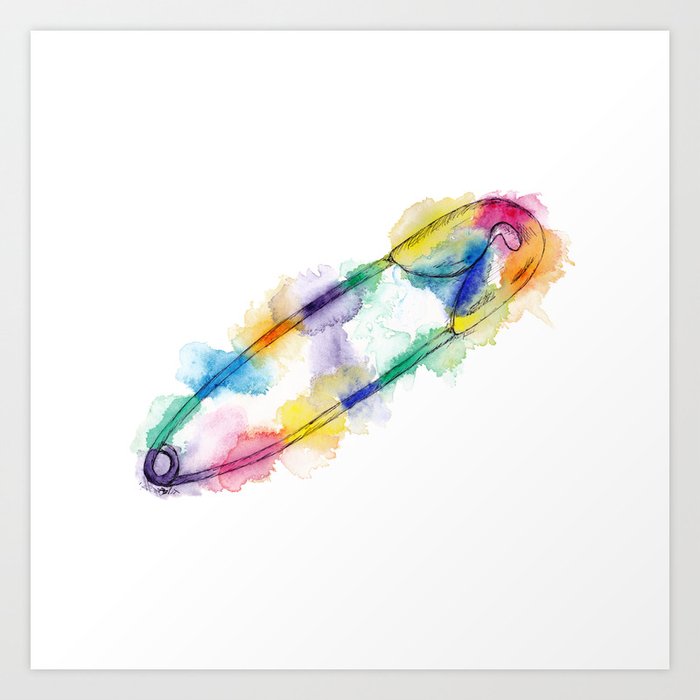 Rainbow Safety Pin Art Print
