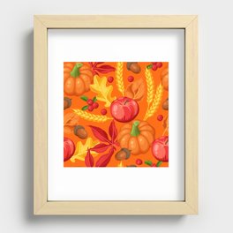 Orange Pumpkin Wheat Tomatoes Design Recessed Framed Print