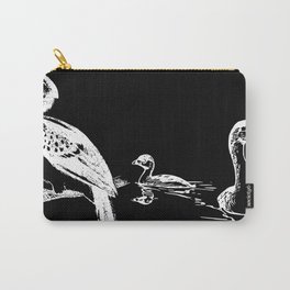 A couple of birds floating and chilling in their habit in black and white Carry-All Pouch