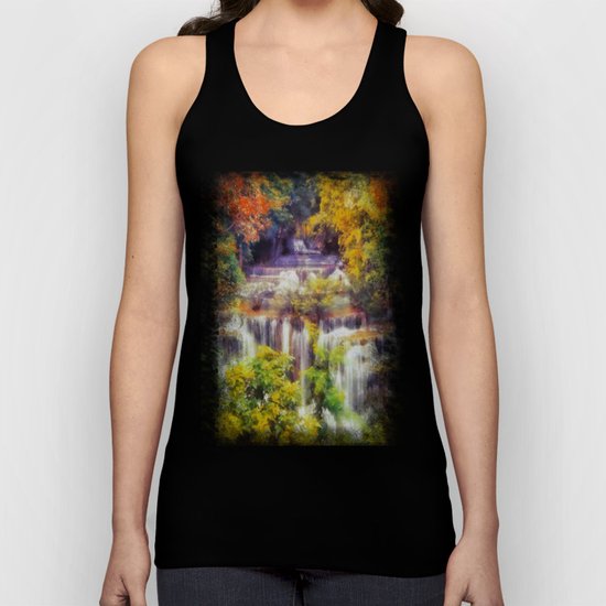 Autumn landscape with waterfall Unisex Tank Top