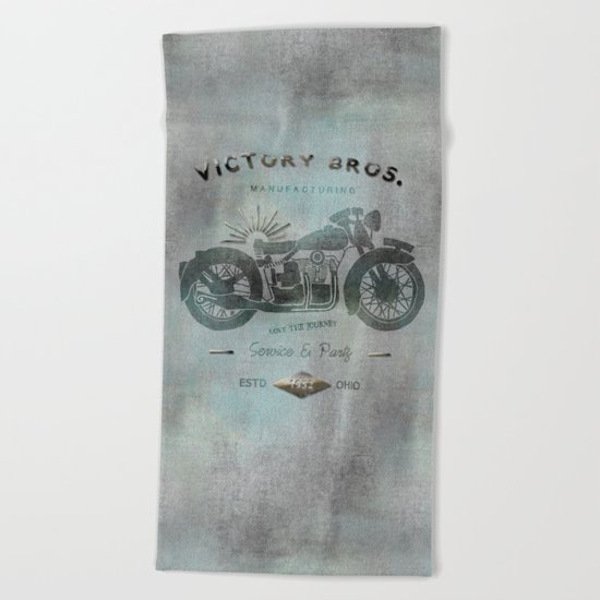 Motorbike Vintage Gruge Poster Beach Towel