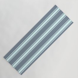 [ Thumbnail: Light Slate Gray & Light Cyan Colored Lines/Stripes Pattern Yoga Mat ]