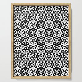 Pentagrams Pattern--Black & White Serving Tray