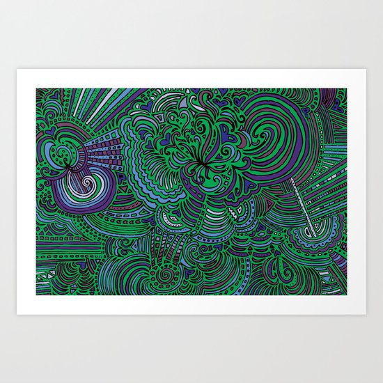 Drawing Meditation - Green Art Print