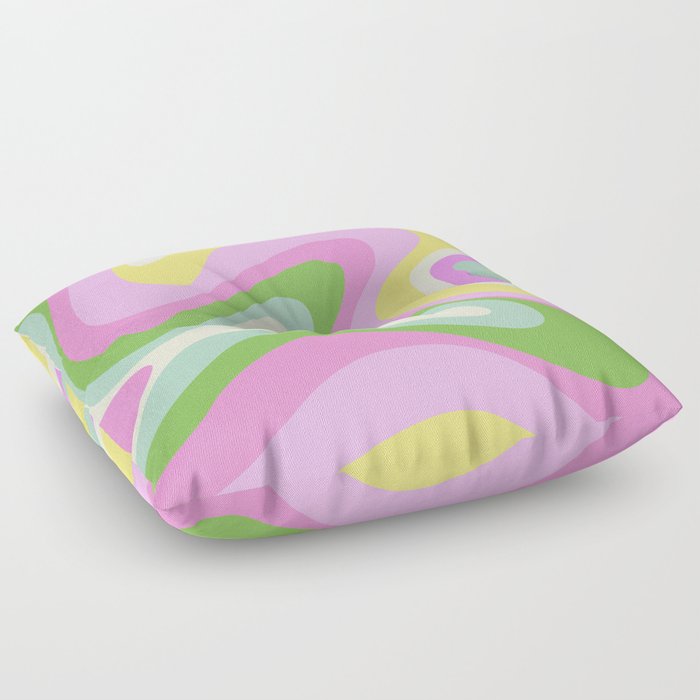 Neon Pastel Abstract Bubble Gum Swirl - Pink Floor Pillow