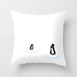 Penguins on Ice Throw Pillow