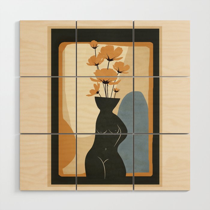 Modern Abstract Woman Body Vase 06 Wood Wall Art
