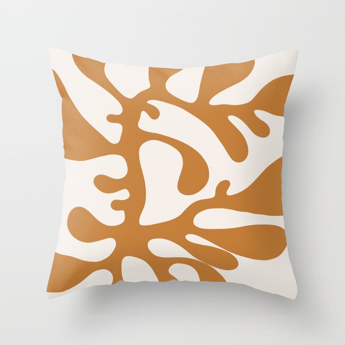 Seaweed ochre mid century Matisse design  Throw Pillow