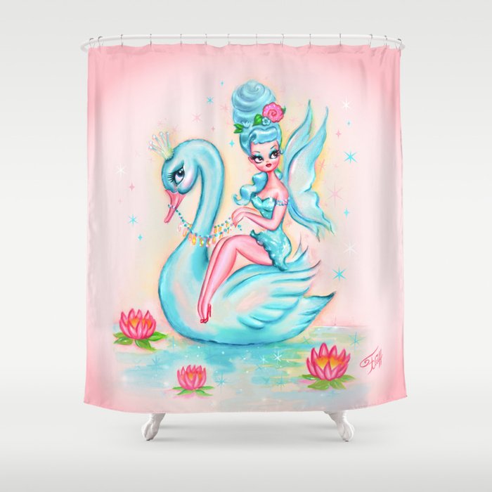 Blue Swan Fairy Shower Curtain