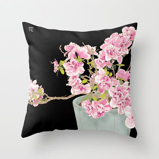Heavenly Blossom on Black Throw Pillow