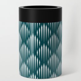 Teal Blue and White Abstract Pattern Can Cooler
