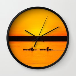 Lake Superior Sunset Kayaks Orange Silhouette Lakeshore Upper Peninsula Michigan  Wall Clock | Cabin, Lakeshore, Kayak, Kayaking, Photo, Watersports, Boating, Evening, Silhouette, Rowing 