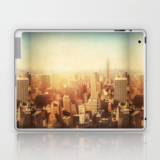 Vintage image of New York City Manhattan skyline at sunset.  Laptop & iPad Skin