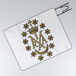 Miraculous Medal Vintage Maria Insignia Picnic Blanket