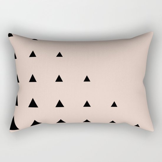 Black Triangles on Blush Rectangular Pillow
