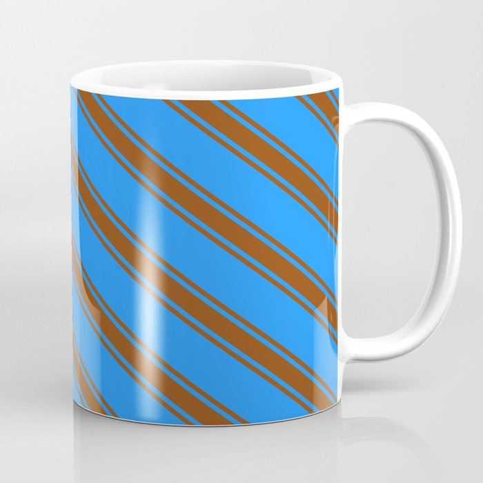 Blue & Brown Colored Lined/Striped Pattern Coffee Mug