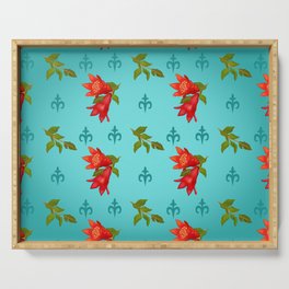 Red flower,Flowering Pomegranate Serving Tray