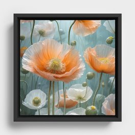 Dreamy Peach Poppies Framed Canvas