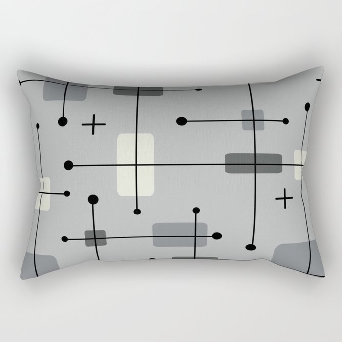 Rounded Rectangles Squares Gray Rectangular Pillow