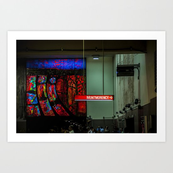 Montreal Metro orange line stained glass Art Print