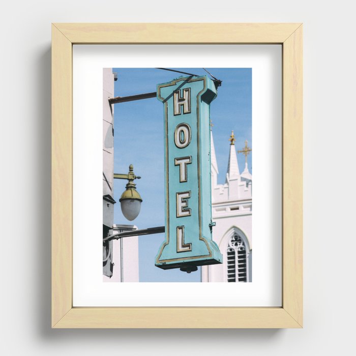 Vintage Hotel Sign in San Francisco  Recessed Framed Print