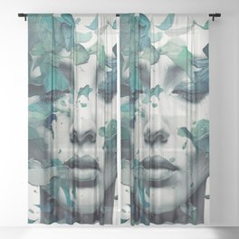 Experimental Shades Of Green: a canvas art print Sheer Curtain