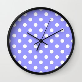 White Dots - periwinkle Wall Clock