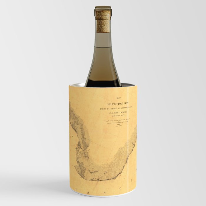 Map of Galveston Bay 1851 Wine Chiller by Vintage Maps & Prints Society6