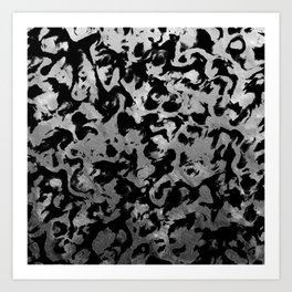 Modern Camouflage: Silver Grey and Black Artistic Expression Art Print