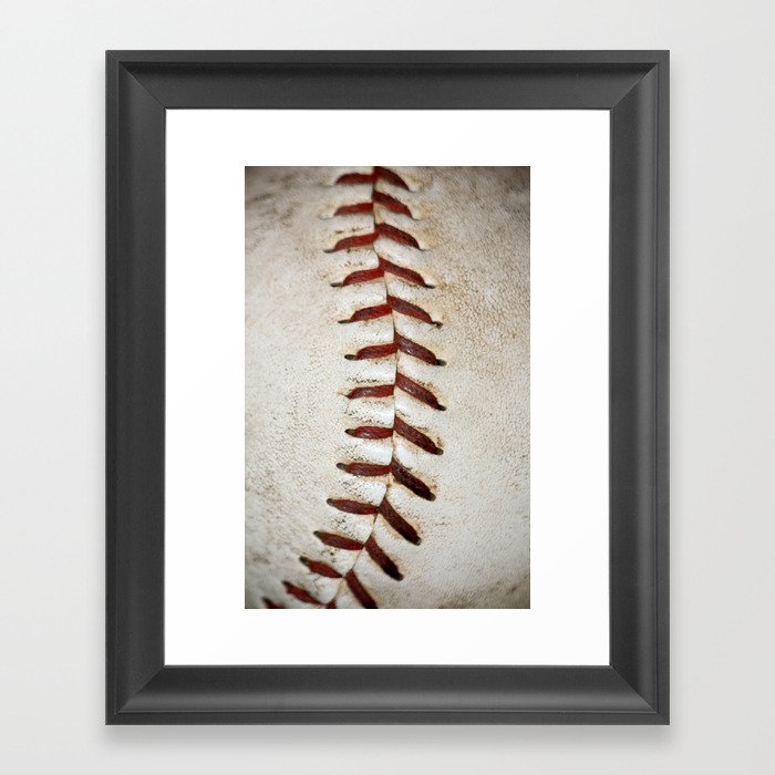 Vintage Baseball Stitching Framed Art Print