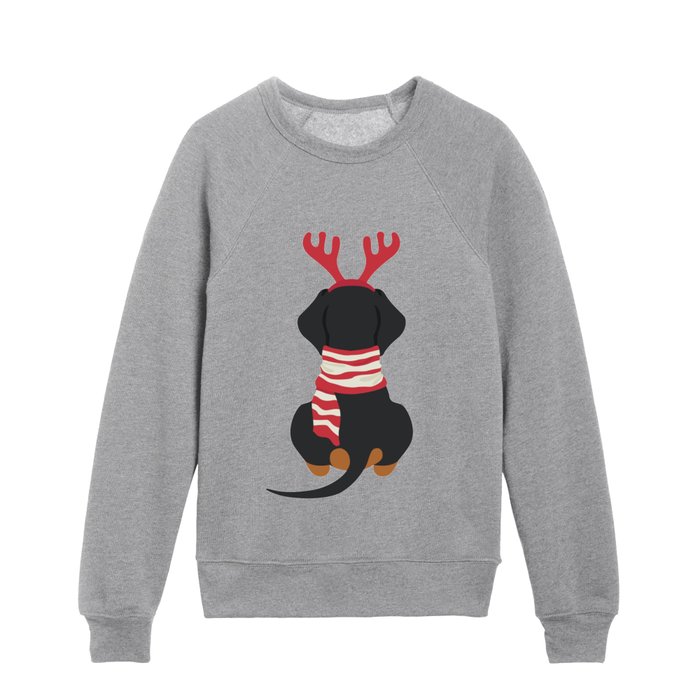 Christmas Dachshund Back Kids Crewneck