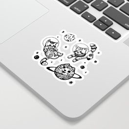 Kitty Cats Flying in Space - Kittens Sticker | Laser, Ninja, Kitty, Astronaut, Moon, Kittens, Graphicdesign, Cosmos, Flying, Space 