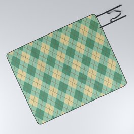 Sage green gingham checked Picnic Blanket