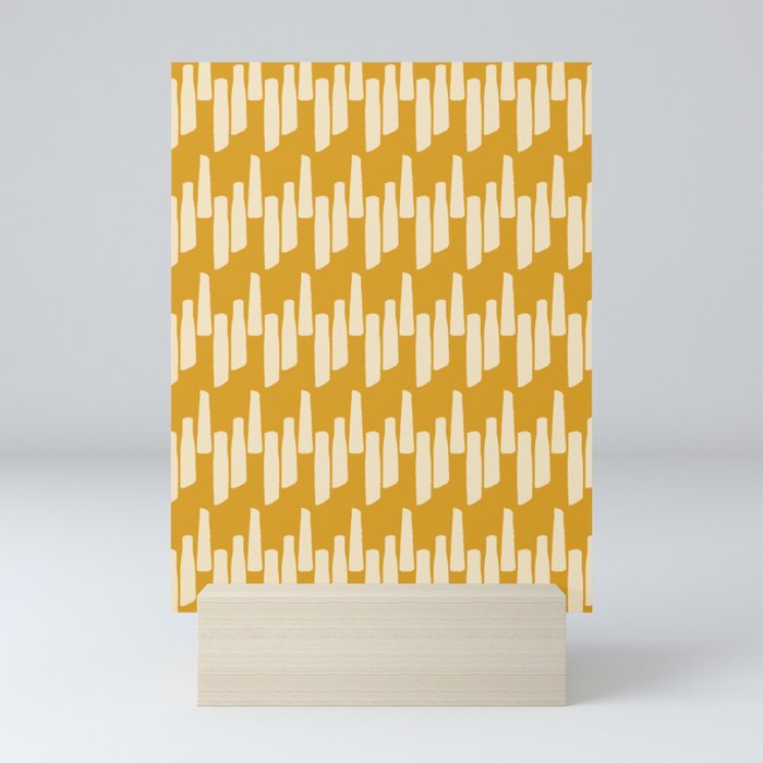 Modern Ink Weave Ikat Mudcloth Pattern in Marigold Honey Mustard Ochre Mini Art Print