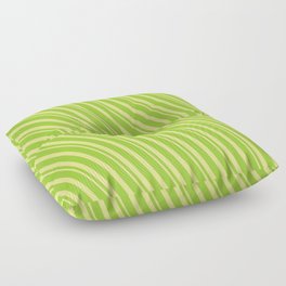 [ Thumbnail: Green & Tan Colored Lined/Striped Pattern Floor Pillow ]
