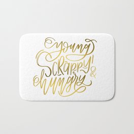 Young, Scrappy & Hungry Bath Mat | Musical, Scrappy, White, Calligraphy, Typography, Moderncalligraphy, Lettering, Lyrics, Graphicdesign, Script 