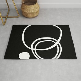 Line Art, Modern, Minimal, Black and White Area & Throw Rug